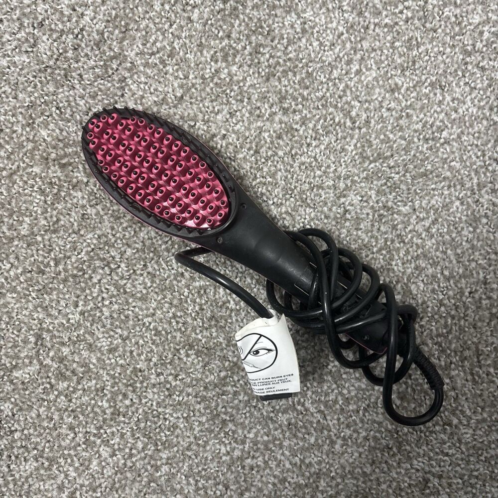 Simply Straight Ceramic Straightening Brush Hair Styling Heated Brush Pink black